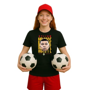 Tricou Dama cu fotbalistul Kylian Mbapp-Paris Saint-Germain din bumbac 100% - Img 8