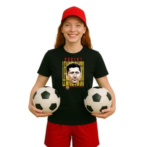 Tricou Dama cu fotbalistul Robert Lewandowski-FC Barcelona din bumbac 100% - Img 4