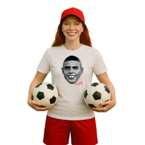Tricou Dama cu fotbalistul Ronaldo Luis Nazario Brazil din bumbac 100% - Img 8