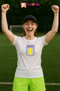 Tricou dama cu logo stema Aston Villa Anglia , din bumbac 100%