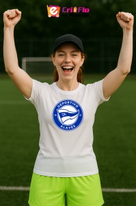 Tricou dama cu logo stema Deportivo Alaves Spania , din bumbac 100% - Img 9