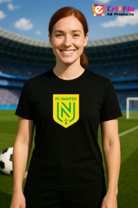 Tricou dama cu logo stema FC Nantes Franta , din bumbac 100% - Img 5
