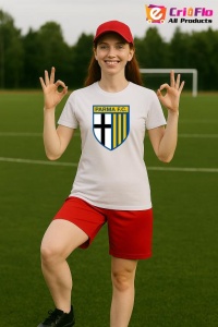 Tricou dama cu logo stema FC Parma Italia , din bumbac 100% - Img 8