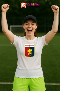 Tricou dama cu logo stema Genoa CFC Italia , din bumbac 100% - Img 9