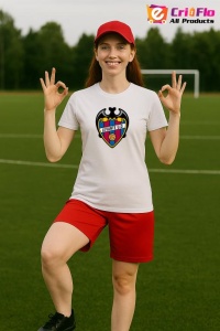 Tricou dama cu logo stema Levante UD Spania , din bumbac 100%