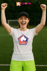 Tricou dama cu logo stema Lille LOSC Franta , din bumbac 100% - Img 9