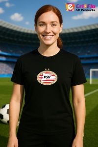Tricou dama cu logo stema PSV Eindhoven Olanda , din bumbac 100% - Img 5