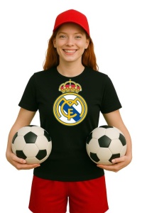 Tricou dama cu logo stema Real Madrid CF Spania , din bumbac 100% - Img 2
