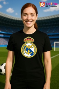 Tricou dama cu logo stema Real Madrid CF Spania , din bumbac 100% - Img 6