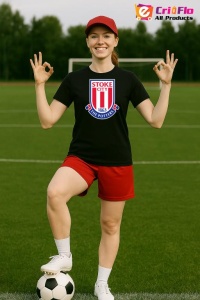 Tricou dama cu logo stema Stoke City Anglia , din bumbac 100% - Img 4