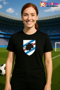 Tricou dama cu logo stema UC Sampdoria Italia , din bumbac 100% - Img 5