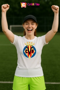 Tricou dama cu logo stema Villarreal_CF Spania , din bumbac 100% - Img 9