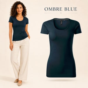 Tricou Damă Elastic cu Decolteu Adânc, Croială Slim Fit, 95% Bumbac, 5% Elastan, 10 Culori, XS–2XL - Img 19