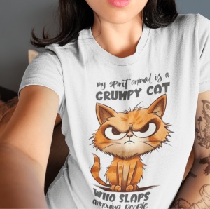 Tricou Dama Haios Personalizat - Grumpy Cat - Cadou - Img 3