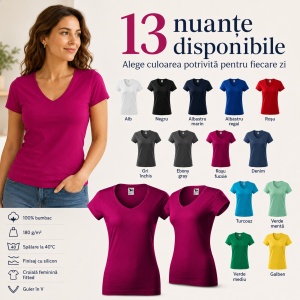 Tricou damă Malfini 162 Fit V-Neck, guler în V, 100% bumbac, 180 g/m², croială cambrată, 13 culori - Img 7