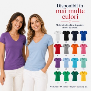 Tricou Damă Malfini Dream 128 cu Guler V – Slim Fit, 95% Bumbac, 14 Culori, XS-3XL - Img 8