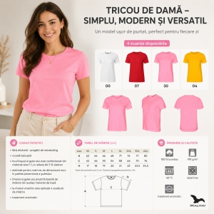 Tricou Damă Malfini Edge 814, 100% Bumbac, Guler Rotund, Croială Tubulară, 4 Culori, XS–4XL - Img 8