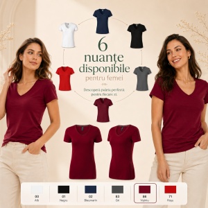 Tricou Damă Malfini Premium Action V-Neck 701 – Slim Fit, Guler în V, 95% Bumbac, 6 Culori, S–2XL - Img 8