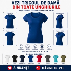 Tricou Damă Malfini Viper Free F61 – 100% Bumbac, Croială Cambrată, Guler Rotund, 8 Culori - Img 6