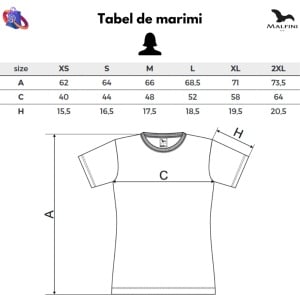 Tabel marimi dimensiuni tricou neon happy minnie dama