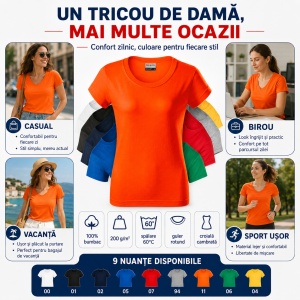Tricou Damă Rimeck Resist Heavy R04 – 100% Bumbac, 200 g/m², Croială Cambrată, S–3XL - Img 7