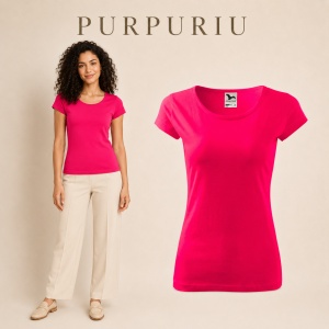 Tricou Damă Simplu cu Guler Rotund, Bumbac 100% – 30 Culori, XS–3XL - Img 30
