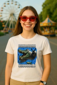 Tricou Dama Tralalero TraLaLa cu Italian Brainrot Bombardino Crocodilo Meme - Img 5