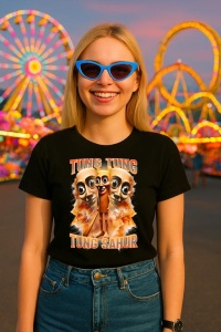 Tricou Dama Tralalero TraLaLa cu Tung Tung Tung Sahur Italian Brainrot, Funny Baseball Bat
