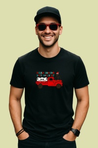 Tricou Dead Inside But Jolly Af Craciun Camion Rosu, din bumbac 100%, tricou negru Copii | Dama | Barbat - Img 3
