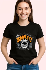 Tricou Deadlift Skull Craniu Fitness, Copii | Dama | Barbat, culoare negru - Img 4