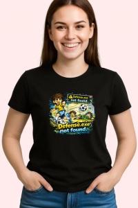 Tricou Defense Not Found Defense Exe Fotbal V2, din bumbac 100%, tricou negru Copii | Dama | Barbat