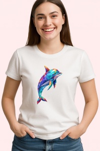 Tricou Delfin Poligonal Colorat, Copii | Dama | Barbat - Img 4