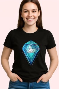 Tricou Diamant Turcoaz Poligonal, Copii | Dama | Barbat, culoare negru - Img 4