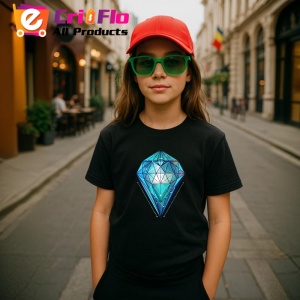 Tricou Diamant Turcoaz Poligonal, Copii | Dama | Barbat, culoare negru - Img 8