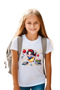 Tricou din bumbac 100% pentru copii, Alba ca Zapada, Back To School, scoala, educatie, basme, personaje