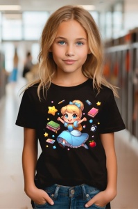 Tricou din bumbac 100% pentru copii, Alice, Back To School, scoala, educatie, fantezie, personaje - Img 6