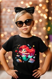 Tricou din bumbac 100% pentru copii, Ariel, Back To School, scoala, educatie, aventura, personaje - Img 6