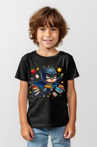 Tricou din bumbac 100% pentru copii, Batman, Back To School, scoala, educatie, eroi, personaje