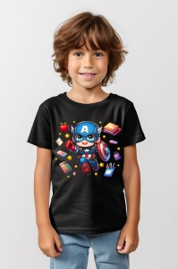 Tricou din bumbac 100% pentru copii, Captain America, Back To School, scoala, educatie, eroi, personaje - Img 6