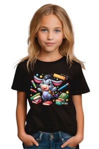 Tricou din bumbac 100% pentru copii, Eeyore, Back To School, scoala, educatie, joaca, personaje