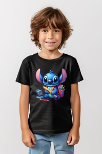 Tricou din bumbac 100% pentru copii, Stitch, Back To School, educatie, calculator, creioane - Img 8