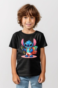 Tricou din bumbac 100% pentru copii, Stitch, Back To School, educatie, creioane, carti - Img 6
