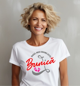 Tricou din bumbac personalizat dama Noul meu nume este BUNICA - Cadou