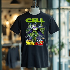 Tricou din bumbac, personalizat haios pentru copii cu Cell Dragon Ball Z - cadou - Img 4