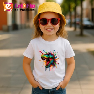 Tricou Dinozaur in stil graffiti cu dinti mari fundal alb Copii | Dama | Barbat - Img 11