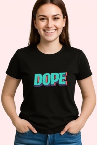 Tricou Dope Text Turcoaz Umbra Roz V2, din bumbac 100%, tricou negru Copii | Dama | Barbat - Img 3