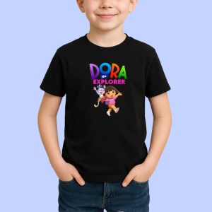 Tricou Dora exploratoarea fetita curajoasa in aventuri educative alaturi de boots, Copii | Dama | Barbat , tricou negru - Img 2