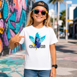 Tricou Dory Nemo Logo Paint Splash Albastru Urban Fish Design, din bumbac 100% Copii | Dama | Barbat - Img 4