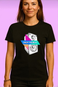 Tricou Drop The Beat Box Sunet, Copii | Dama | Barbat, culoare negru - Img 4