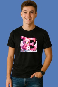 Tricou E Litera Craciun Roz Cu Om De Zapada Fulgi De Zapada, din bumbac 100% Copii | Dama | Barbat - Img 2